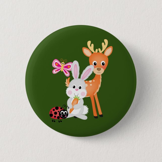 Tiere animals 2 inch round button (Front)