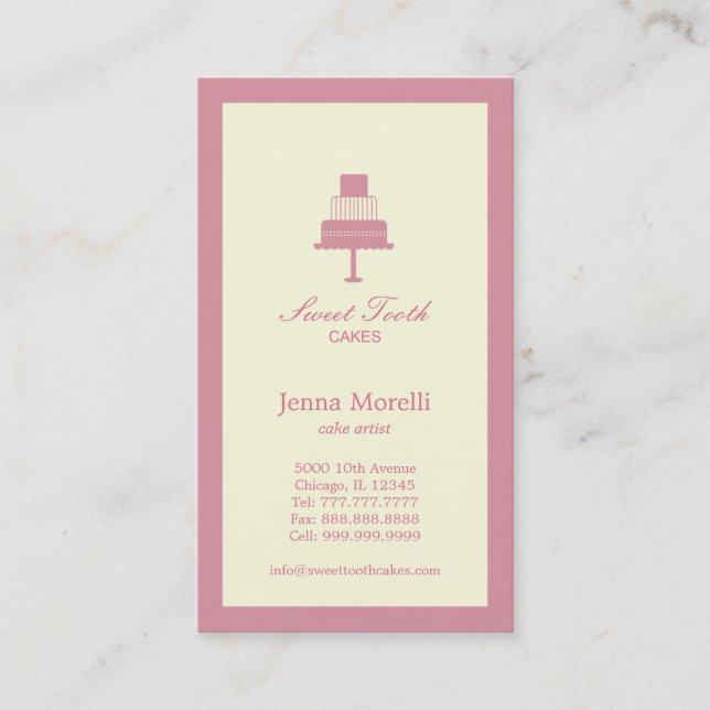 Tiered Cake Business Card - Pink (Front)
