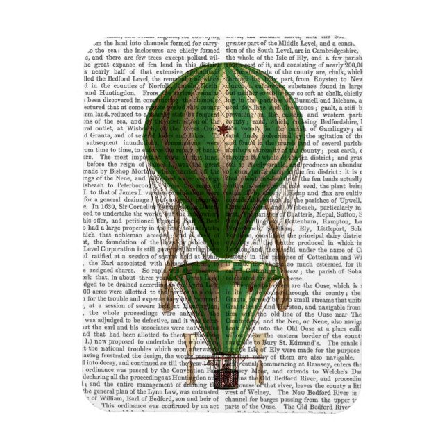 Tiered Hot Air Balloon Green Magnet (Vertical)