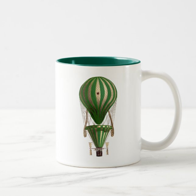 Tiered Hot Air Balloon Green Two-Tone Coffee Mug (Right)