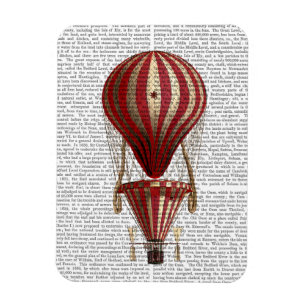 Tiered Hot Air Balloon Print Red Magnet