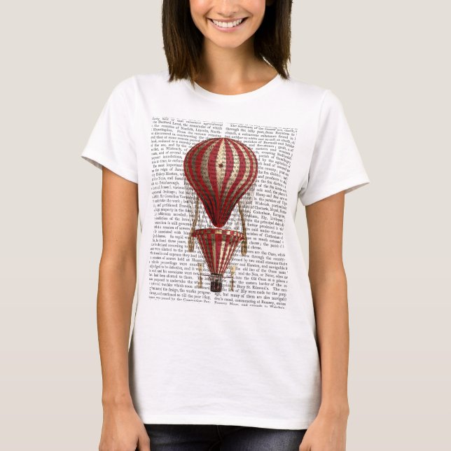 Tiered Hot Air Balloon Print Red T-Shirt (Front)