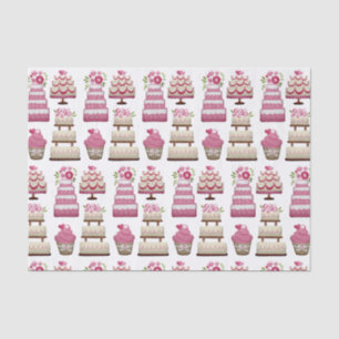 Tiered Wedding Cakes Cute Pattern Tissue Paper