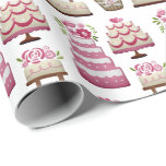 Tiered Wedding Cakes Cute Pattern Wrapping Paper<br><div class="desc">Cute pink and white wedding cake patterned gift wrap.</div>