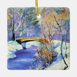 Tiergarten im Winter, famous painting, Ceramic Ornament