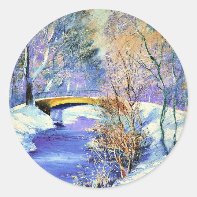 Tiergarten im Winter, famous painting, Classic Round Sticker (Front)