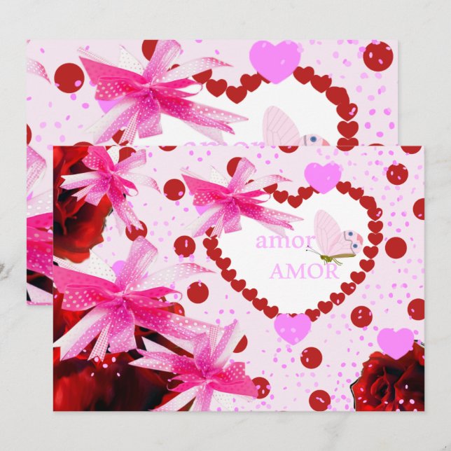 Ties and Hearts of Love for the Enamored Invitation (Front/Back)