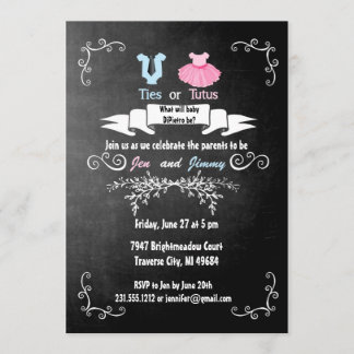 Ties or Tutus Gender Reveal Invitation Baby Shower