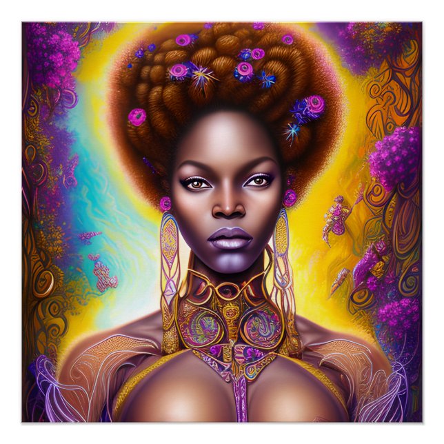 Tiff Queen Auburn Brown Hair Black Melanin Afro Poster (Front)