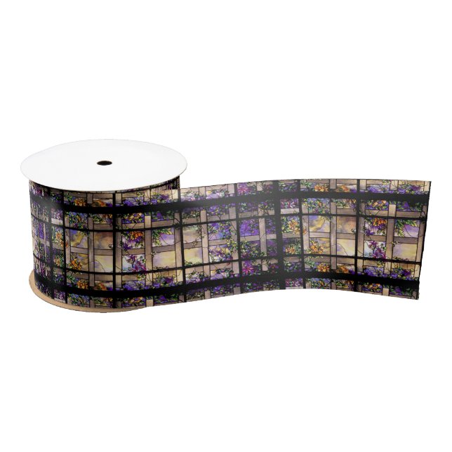 Tiffany Art Nouveau Stained Glass Flowers Ribbon Satin Ribbon (Spool)