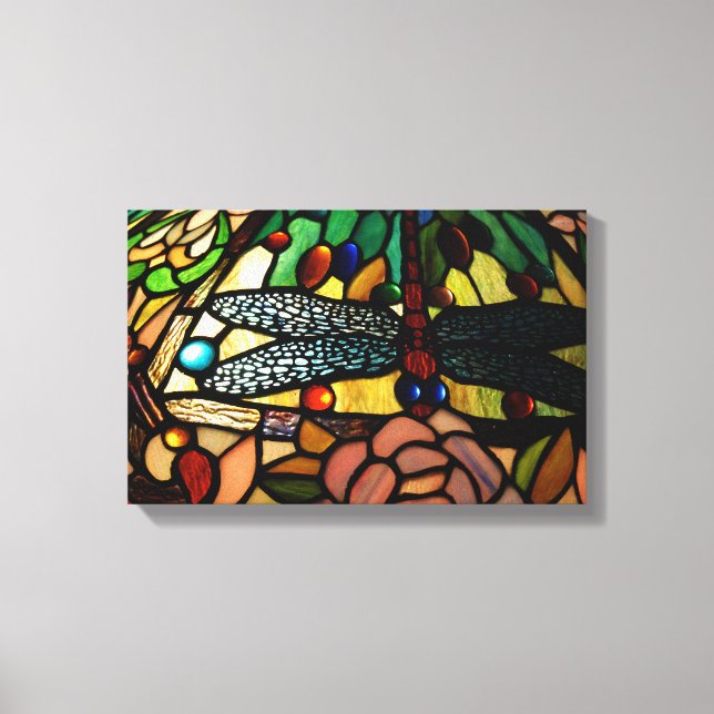 Tiffany Close Up Stained Glass Lamp Shade Canvas Print (Front)