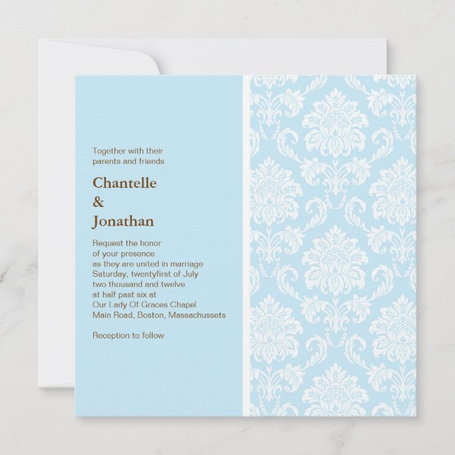 Tiffany Damask Wedding Invitation (Front)