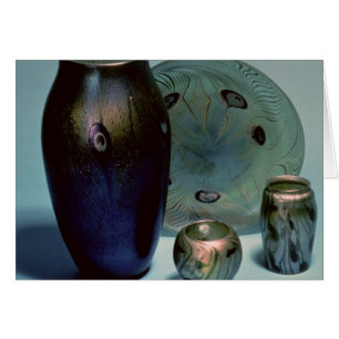 Tiffany favrile plate and vases