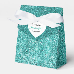Tiffany Green Metallic Aqua White Favour Thank You Favor Box
