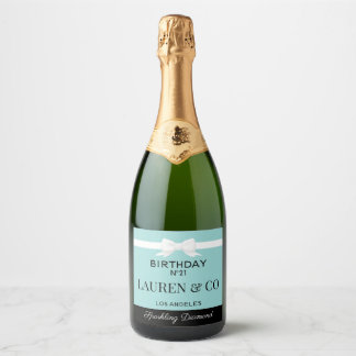 Tiffany Inspired Birthday Beverage Bottle Label 