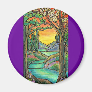 Tiffany Landscape Stained Glass Design ART! Magnet