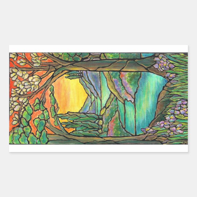 Tiffany Landscape Stained Glass Design ART! Sticker (Front)