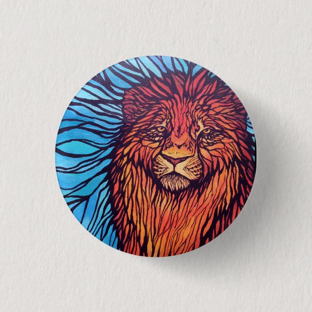 Tiffany Lion Painting 1 Inch Round Button (Front)