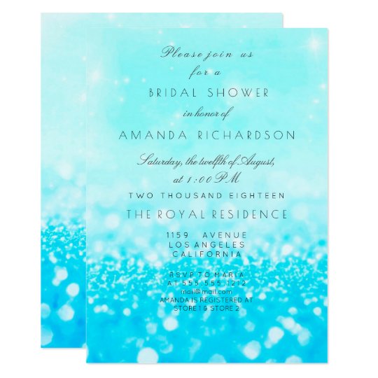 Tiffany Ocean Blue Aqua Glitter Bridal Shower Card