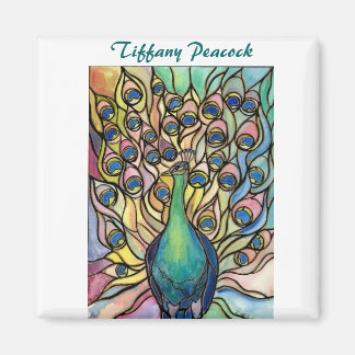 Tiffany Peacock Stained Glass style ART Magnet! Magnet