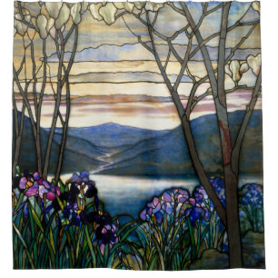 Tiffany Stained Glass Magnolias Irises Art Nouveau
