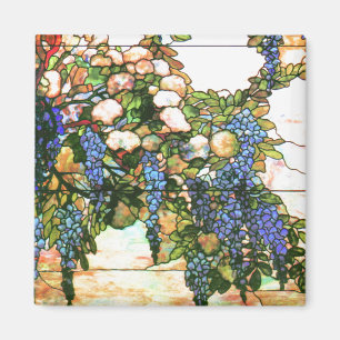 Tiffany Stained Glass Wisteria Flowers Floral Magnet