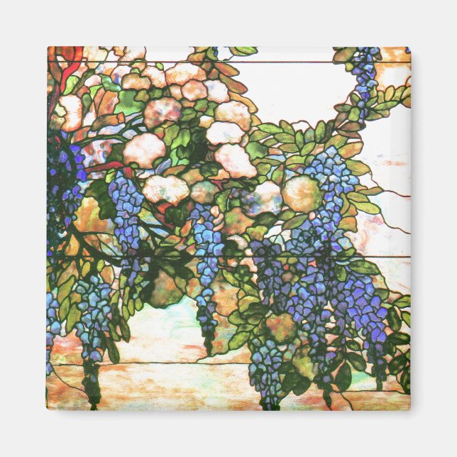 Tiffany Stained Glass Wisteria Flowers Floral Magnet (Front)