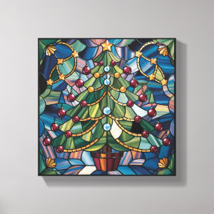 Tiffany-Style Stained Glass Christmas Tree Canvas Print