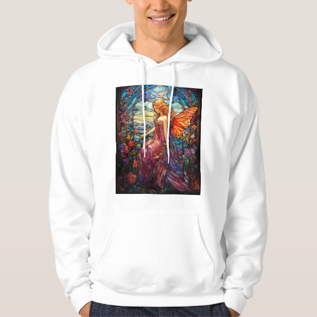 Tiffany Style Stained Glass Magical Fairy Hoodie (Front)