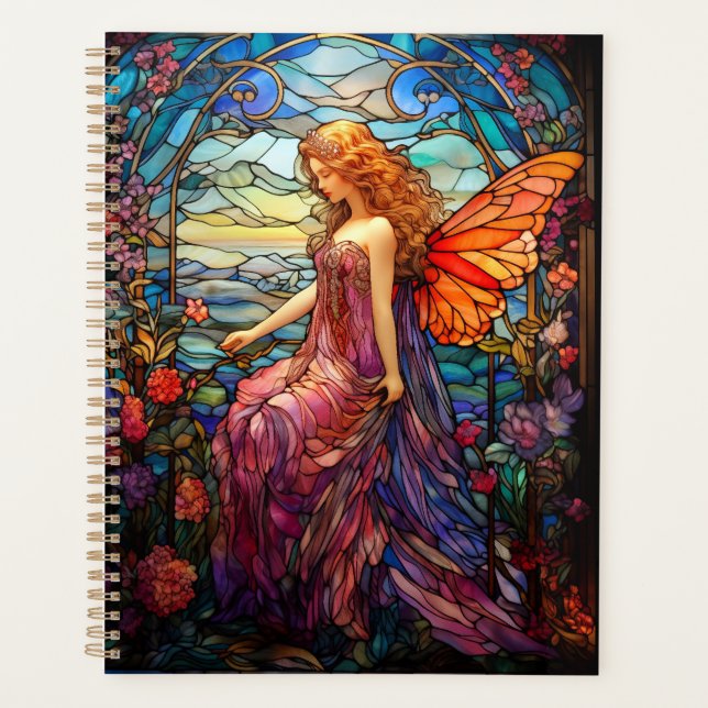 Tiffany Style Stained Glass Magical Fairy Planner (Front)