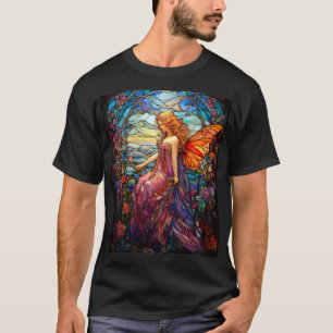 Tiffany Style Stained Glass Magical Fairy T-Shirt