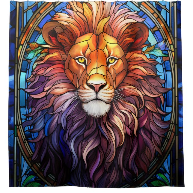 Tiffany-Style Stained Glass Majestic Lion (Front)