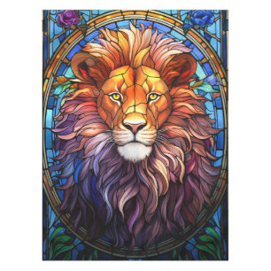 Tiffany-Style Stained Glass Majestic Lion Tablecloth