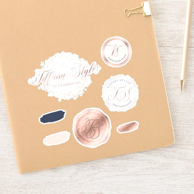 Tiffany Styles Navy Blue & Rose Gold Custom Logos (Notebook)