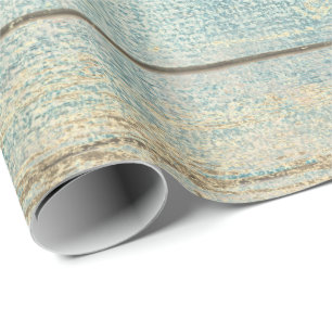 Tiffany Teal Ocean Beach Champaign Wood Rustic Wrapping Paper