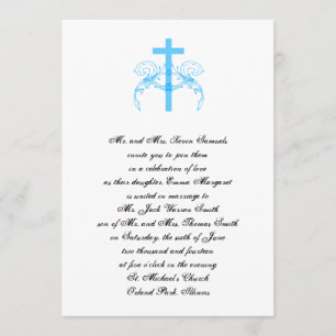 Tiffany Turquoise Cross Christian Wedding Invite