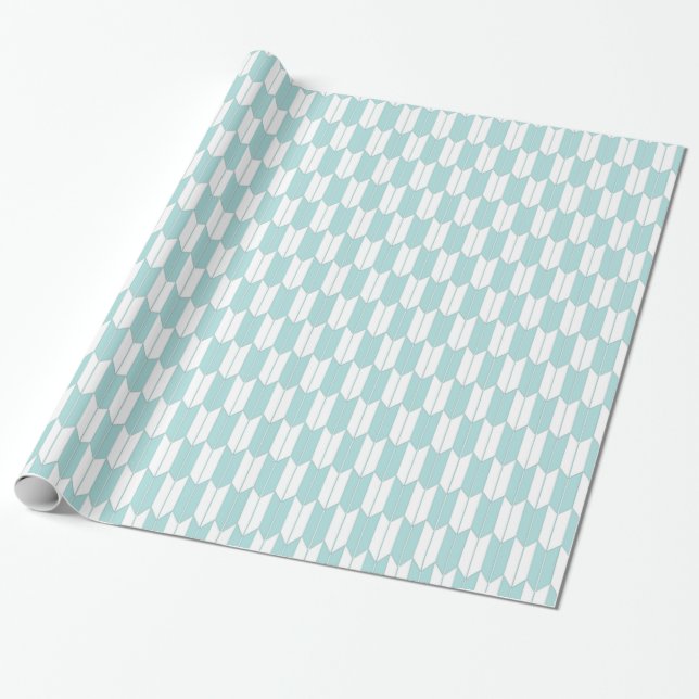 Tiffany & White Japanese Yagasuri Gift Wrap (Unrolled)