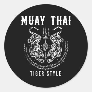 Tigar Style Muay Thai Vintage Kickboxing Training  Classic Round Sticker