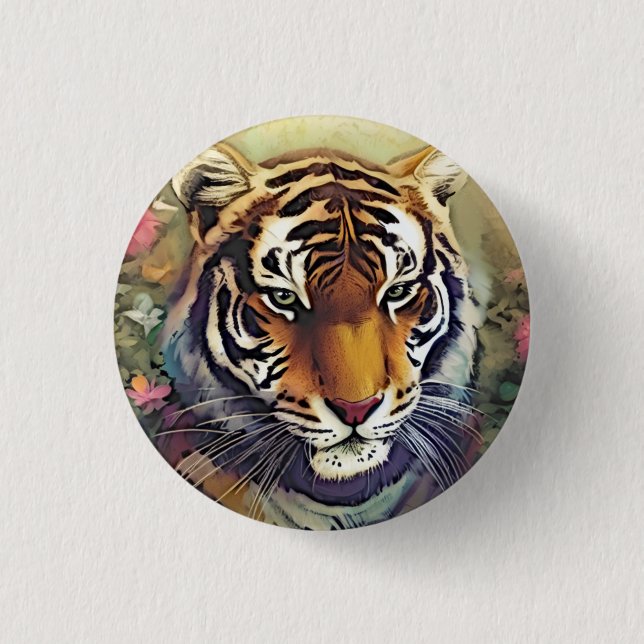Tiger 1 Inch Round Button (Front)