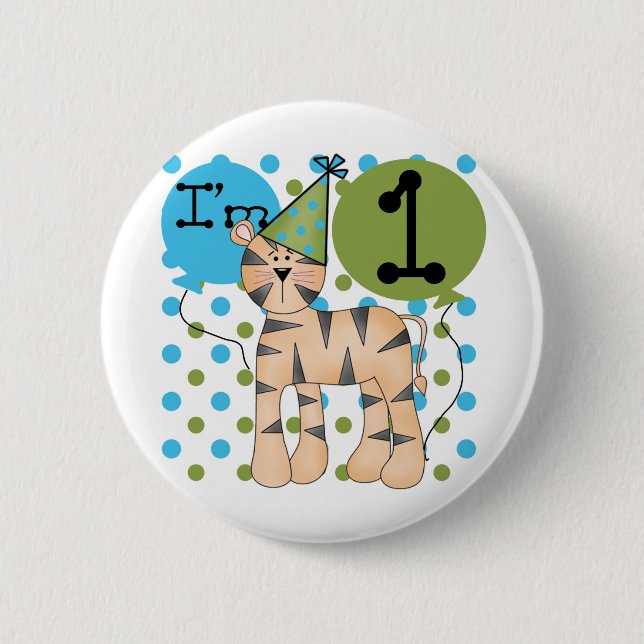Tiger 1st Birthday T-shirts and Gifts 2 Inch Round Button (Front)