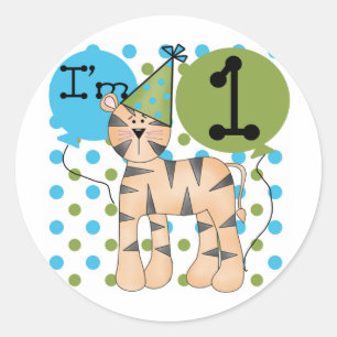 Tiger 1st Birthday T-shirts and Gifts Classic Round Sticker