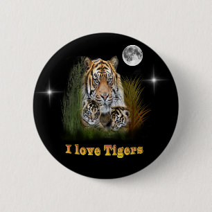 Tiger 2 Inch Round Button