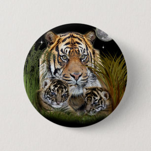Tiger 2 Inch Round Button