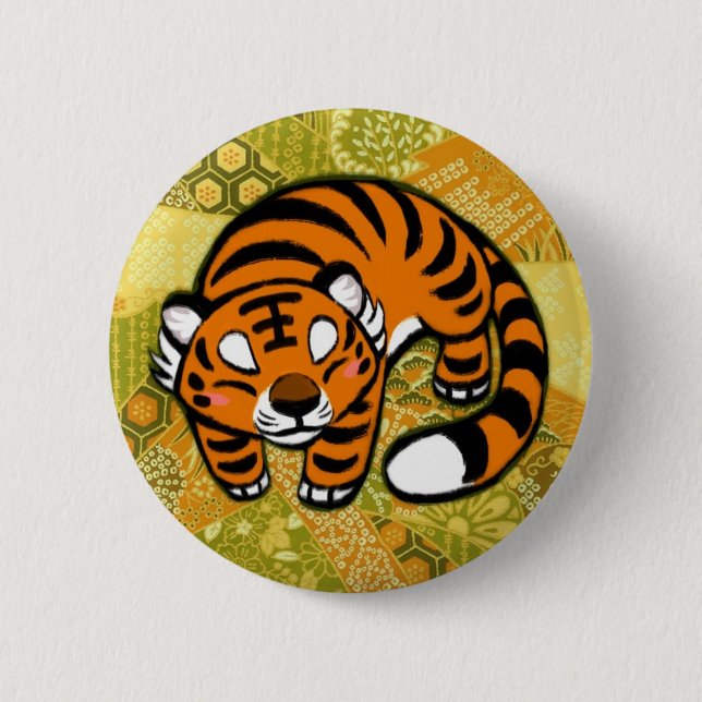 Tiger 2 Inch Round Button (Front)