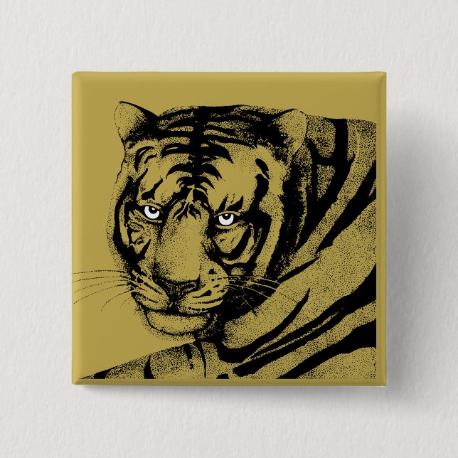 TIGER 2 INCH SQUARE BUTTON (Front)