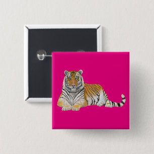 Tiger 2 Inch Square Button