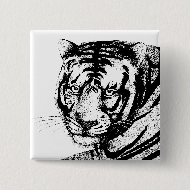 TIGER 2 INCH SQUARE BUTTON (Front)
