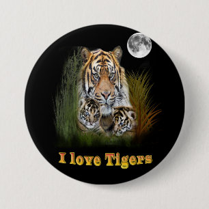 Tiger 3 Inch Round Button