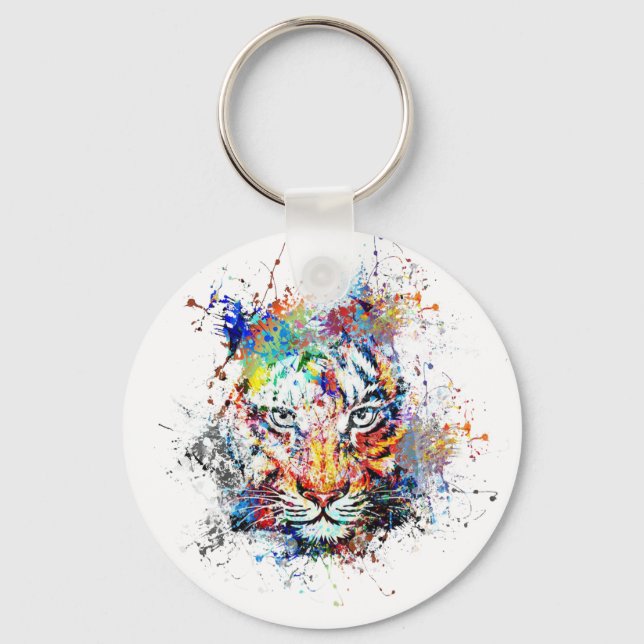 Tiger Abstract Art Painting Keychain (Front)