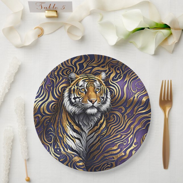 Tiger Abstract Art Paper Plate (Wedding)